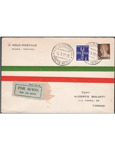 Voli - Italia Regno - 12/3/1930 - 1° Volo Roma - Torino, n° 187. Cat. € 175