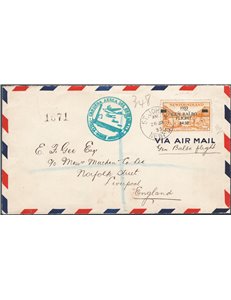 Voli - Terranova - 26/7/1933 - Aerogramma della Crociera Balbo da St. Jons (Terranova) per Liverpool affrancato con omologo fran
