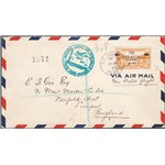 Voli - Terranova - 26/7/1933 - Aerogramma della Crociera Balbo da St. Jons (Terranova) per Liverpool affrancato con omologo fran