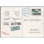 Voli - 15/5/1937 - 1° Volo Praga - Venezia effettuato da “Ala Littoria”, n° 462. Firm.: Chia. Cat. € 200