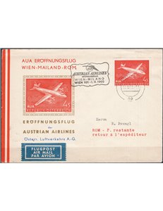 Voli - 1/11/1960 -1° Volo Vienna - Milano, Pell n° 1257. Cat. 35