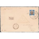 Voli Zeppelin - 1931 - Cartolina imbarcata sul volo di ritorno del Viaggio in Islanda affrancata con 1 kr. dell'omologa serie di