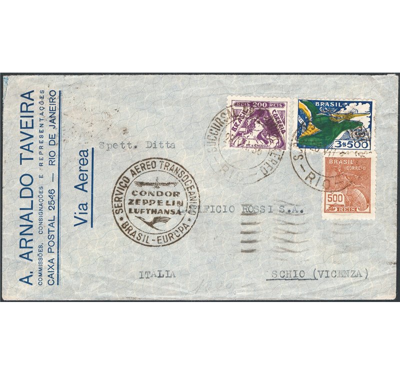Voli Zeppelin - Brasile - 28/7/1936 - Volo Zeppelin Brasile - Europa