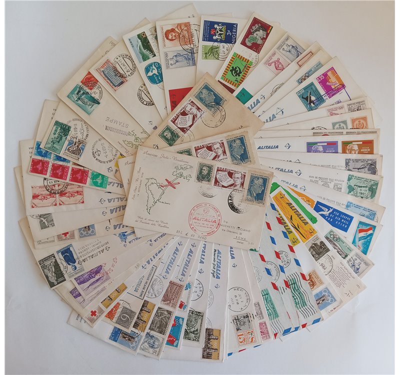 Primi Voli - Alitalia - 1858/62 - Piccola collezione di 48 buste relative ai primi voli Alitalia per varie destinazioni mondiali