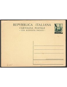 Interi Postali - Italia Repubblica - 1951 - Quadriga 20 £ + 20 verde n° C145, nuovo. Cat. € 130