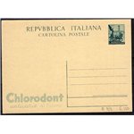 Interi Postali - Italia Repubblica - 1951 - Quadriga 20 £ verde con pubblicità "Chlorodont" n° R19/2, nuovo. Cat. € 120