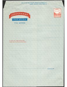 Interi Postali - Italia Repubblica - 1976 - Aerogramma aereo e Alpi 110 £ arancio e blu senza perforazione del lembo interno, n°