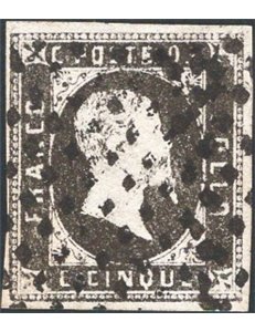 Sardegna - 1851 - Vittorio Emanuele 5 c. nero, n° 1. Cert.: Bolaffi. Cat. € 5.500 (U)