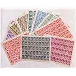 1937 - Augusto la serie di posta ordinaria in fogli da 50 di ottima qualità, ma il foglio del 20 c. è privo del bordo inferiore,