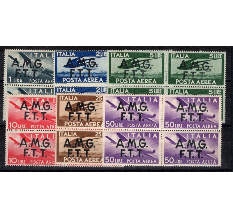 1947 - Trieste A, P.A. Democratica, serie n° 1/6 in quartina. Cert.: IC. Cat. € 1.150 (**)