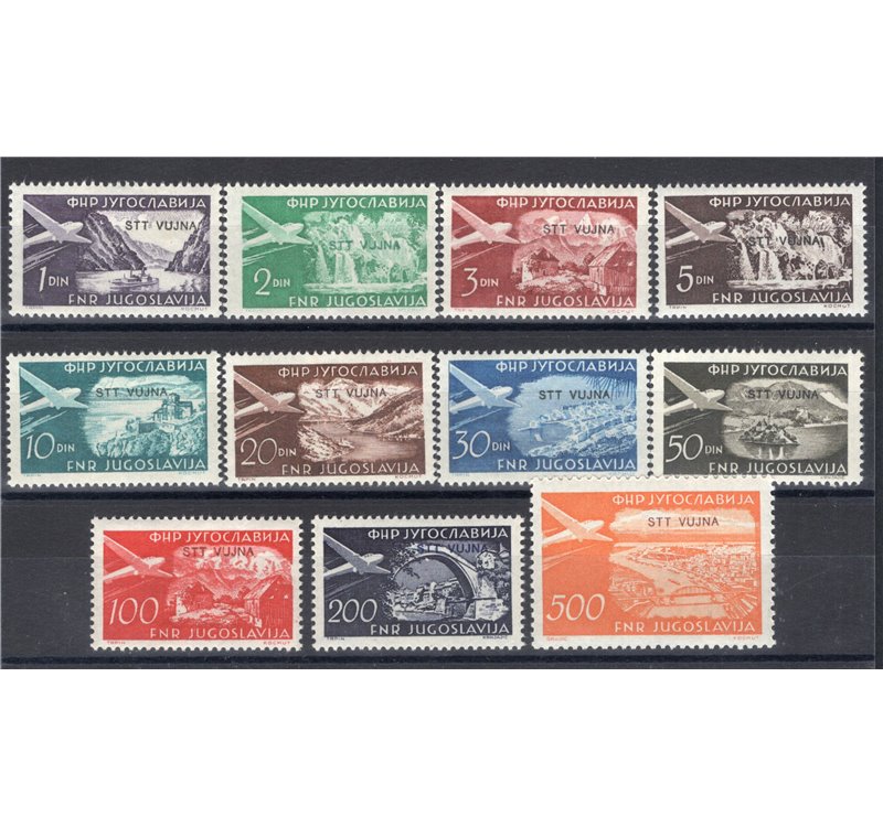 1954 - Trieste B, P.A. Definitiva, serie n° 21/31. Cert.: IC. Cat. € 320 (**)