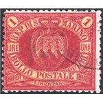 1892 - Stemma 1 £ carminio, n° 20. Cert.: Cilio. Cat. € 1.400 (U)