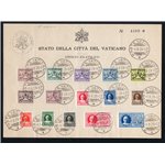 1929 - Conciliazione, serie n° 1/13 + Ex 1/2 su cartoncino. Cat. € 110+ (U/Fr)