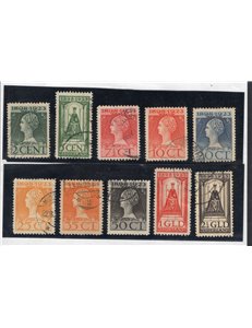 Olanda - 1923 - 25° Anniv. dell'Incoronazione della Regina Guglielmina, n° 118/28. Cat. € 300 (U)