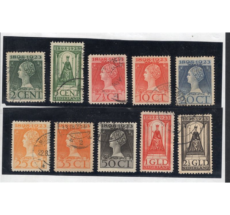 Olanda - 1923 - 25° Anniv. dell'Incoronazione della Regina Guglielmina, n° 118/28. Cat. € 300 (U)