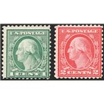 U.S.A. - 1919 - 1 c. + 2 c. dent. 11, serie n° 364/65. Cert.: RD. Cat. € 1.480 (**)