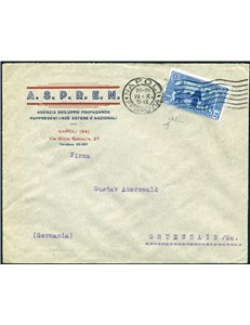 Italia Regno - 1931 - Lettera da Napoli per Gruenhain (Germania), con S. Antonio 1,25 £ n° 297. Firm.: Chia
