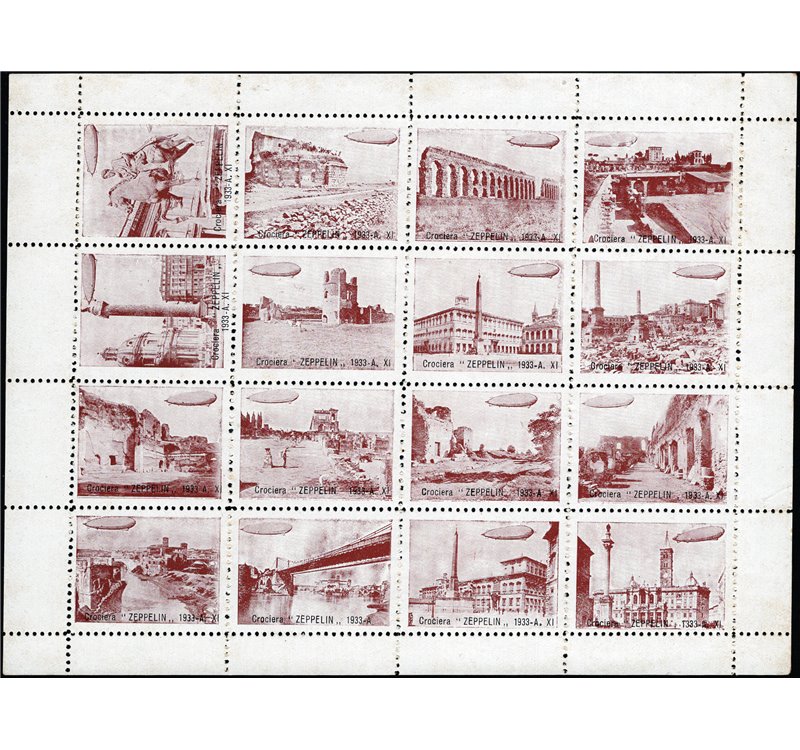 1933 - Crociera Zeppelin Erinnofili la serie di 6 foglietti in colori diversi emessi in occasione dell'evento