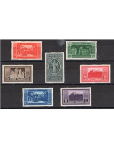 1929 - Montecassino, serie n° 262/68. Cat. € 150 (**)