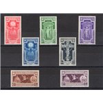 1933 - Anno Santo, serie n° 345/49 + P.A. 54/55 con ottima centratura. Cert.: Biondi. Cat. € 350 (**)