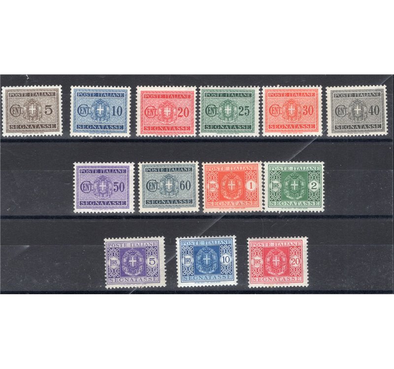 1934 - Segnatasse stemma sabaudo, serie n° 34/46. Cat. € 175 (**)