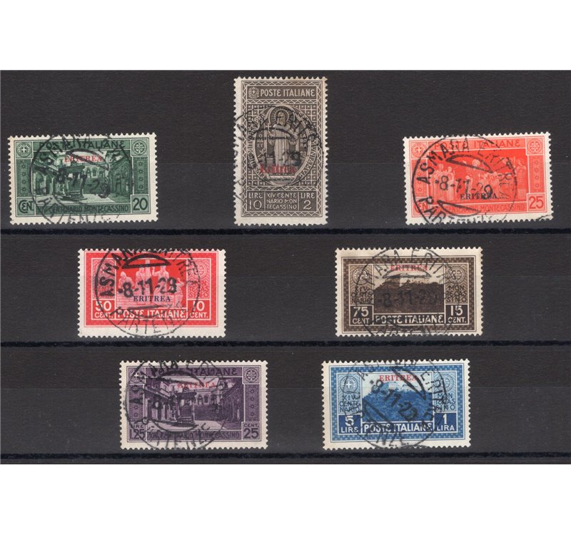Eritrea - 1929 - Montecassino, serie n° 145/51. Cat. € 375 (U)