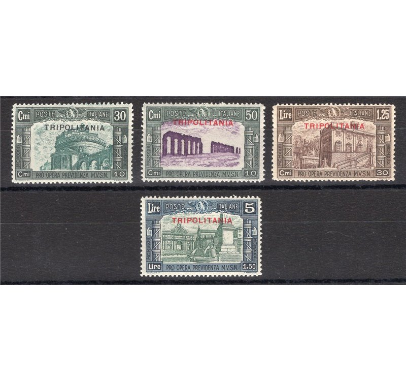 Tripolitania - 1930 - Milizia III, serie n° 69/72 con ottima centratura. Cert.: IC. Cat. € 2.200 (**)