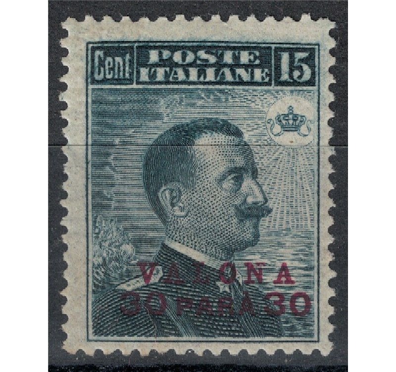 LEVANTE (VALONA) 1916 Michetti (30 pa su 15 c.) soprast. rosso lilla MH*