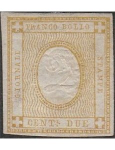Italia 1862 - Cifra in rilievo 2 c. bistro. Cert.: Italia Colleziona. Cat. € 240 (**)