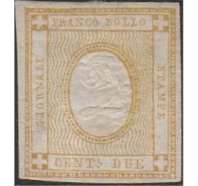 Italia 1862 - Cifra in rilievo 2 c. bistro. Cert.: Italia Colleziona. Cat. € 240 (**)