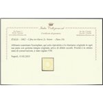 Italia 1862 - Cifra in rilievo 2 c. bistro. Cert.: Italia Colleziona. Cat. € 240 (**)