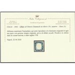 Italia 1863 - Effigie di Vittorio Emanuele in rilievo 15 c. azzurro. Cert.: Italia Colleziona. Cat. € 360 (**)