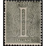 Italia 1863 - cifra 1 c. verde grigio, tiratura di Londra. Cert.: Italia Colleziona. Cat. € 500. (**)