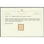 Italia 1879 - Effigie di Umberto I 20 c. arancio. Cert.: Italia Colleziona. Cat. € 700 (**)