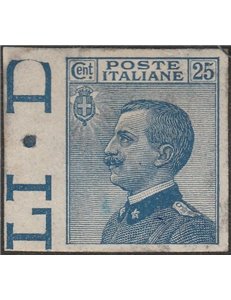 Italia 1908 - Michetti 25 c. azzurro non dentellato. Cat. € 90 (*)