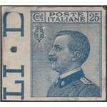 Italia 1908 - Michetti 25 c. azzurro non dentellato. Cat. € 90 (*)