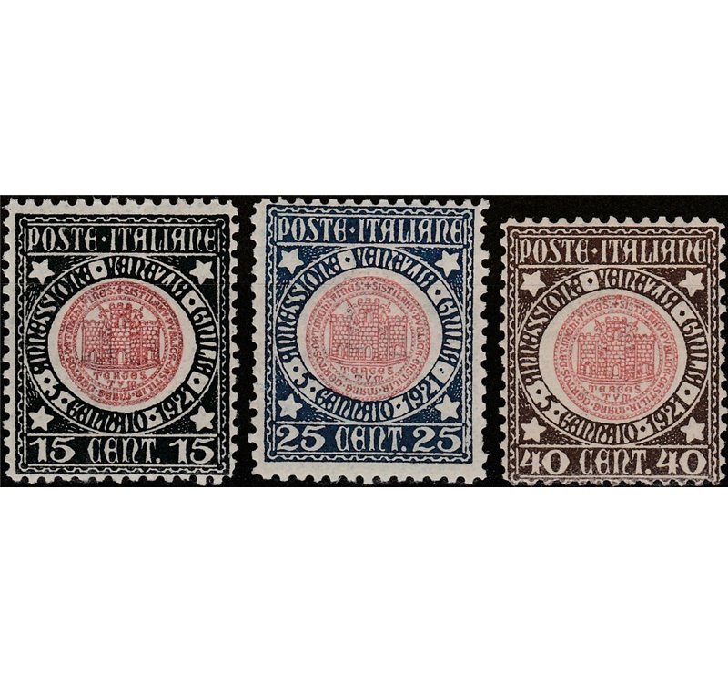 Italia 1921 - Annessione della Venezia Giulia, la serie. Ottimamente centrata. Cert.: Italia Colleziona. Cat. € 375 (**)