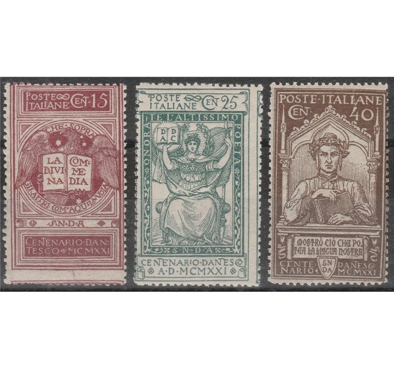 Italia 1921 - Dante 3 valori. Cat. € 70