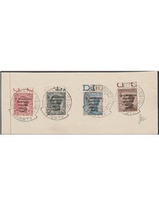 Italia 1922 - Congresso Filatelico di Trieste. la serie su frammento con bordo di foglio superiore. Cat. € 1600 (U)