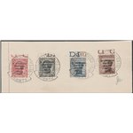 Italia 1922 - Congresso Filatelico di Trieste. la serie su frammento con bordo di foglio superiore. Cat. € 1600 (U)