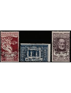 Italia 1922 - Mazzini la serie con annulli originali in data. Cat. € 165 (U)