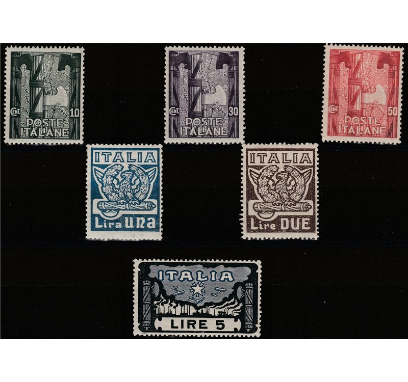 Italia 1923 - Anniversario della Marcia su Roma - la serie ottimamente centrata. Cert.: Italia Colleziona. Cat. € 1050 (**)