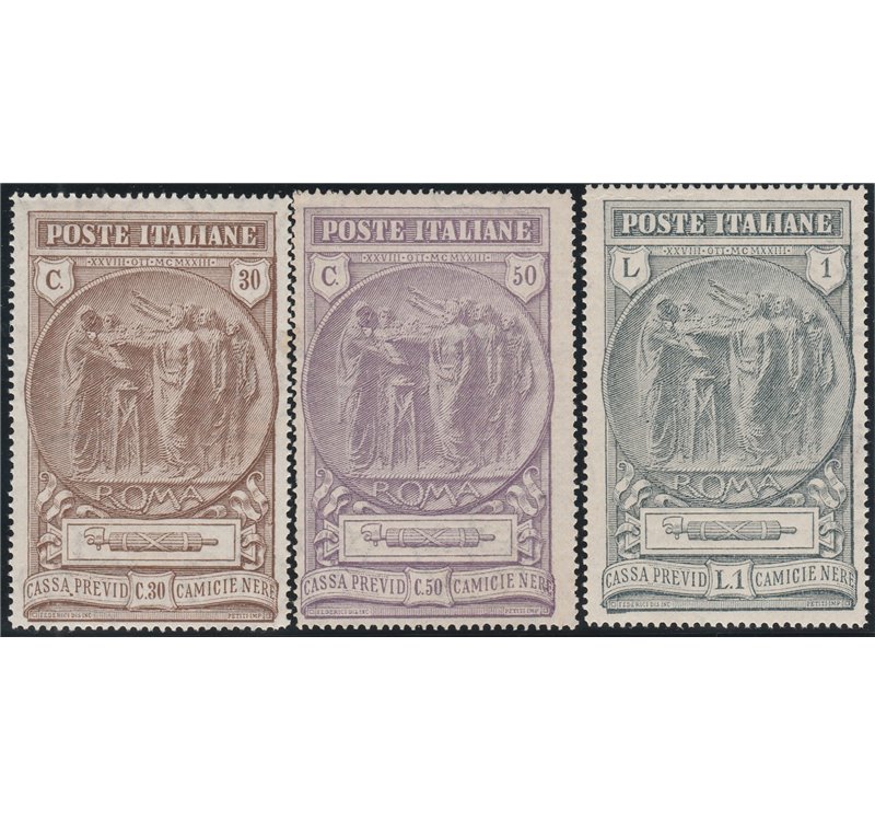 Italia 1923 - Camicie Nere - la serie. Cert.: Italia Colleziona. Cat. € 400 (**)