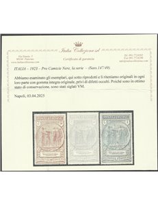 Italia 1923 - Camicie Nere - la serie. Cert.: Italia Colleziona. Cat. € 400 (**)