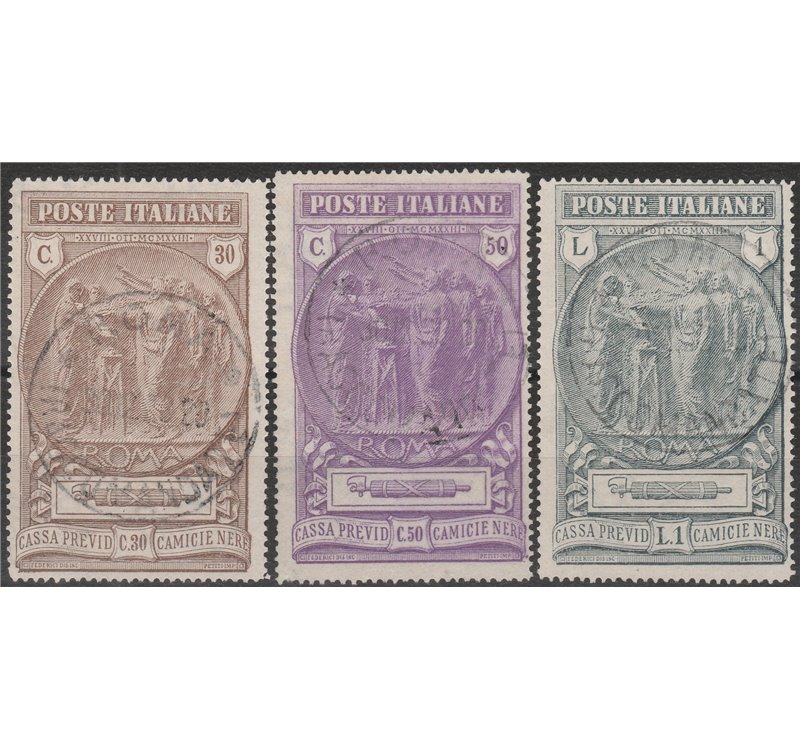 Italia1923 - Camicie Nere - la serie con annulli originali in data Cert.: Italia Colleziona. Cat. € 750 (U)