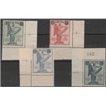 Italia 1924 - 3° Anniversario della Vittoria. la serie angolo di foglio, con sovrastampa "LIRE UNA". Cat. € 300 (**)