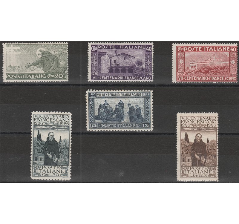 Italia  1926 - San Francesco la serie. Cat € 60 (**)