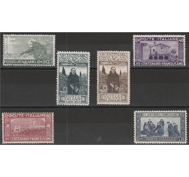 Italia  1926 - San Francesco la serie. Cat € 60 (**)