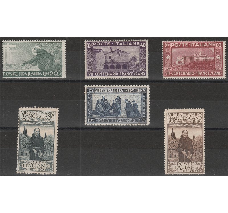 Italia  1926 - San Francesco la serie. Cat € 60 (**)