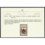 Italia  1926 - San Francesco L. 5 bruno con annullo originale in data. Cert.: Italia Colleziona. Cat. € 240 (U)